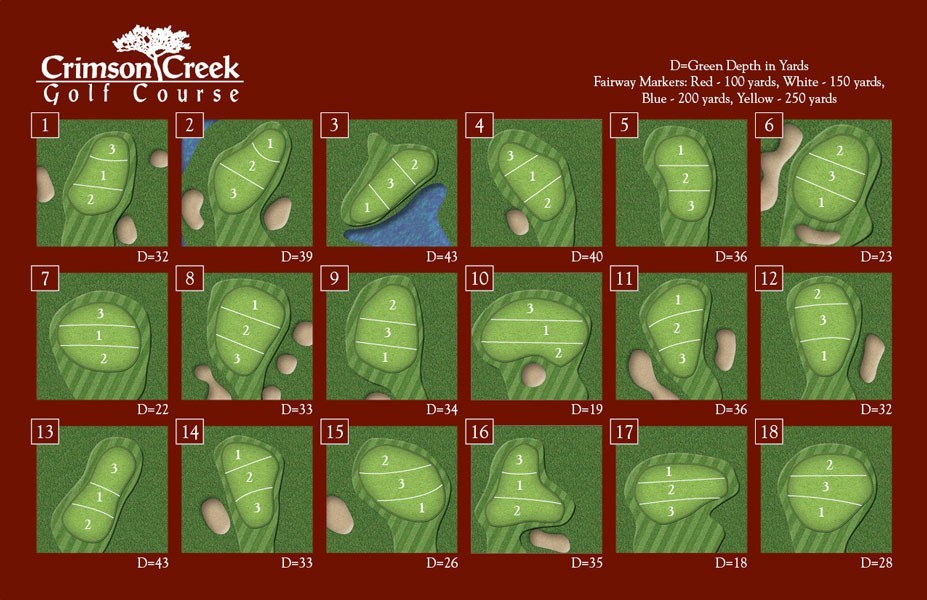 Crimson Creek Golf Course Pin Placement Card Golf ScoreCards Inc Crimson Creek Golf Course Pin Placement Card Golf ScoreCards Inc