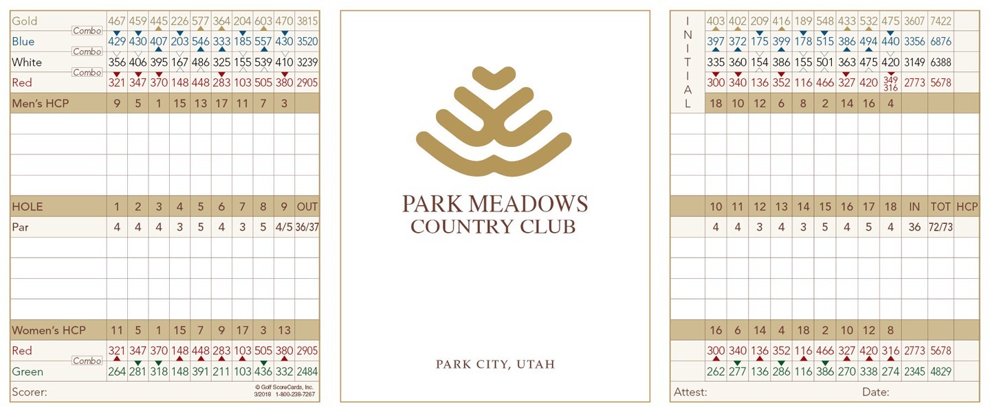 Park Meadows Country Club Golf Course Map, Utah - Printed Golf Courses