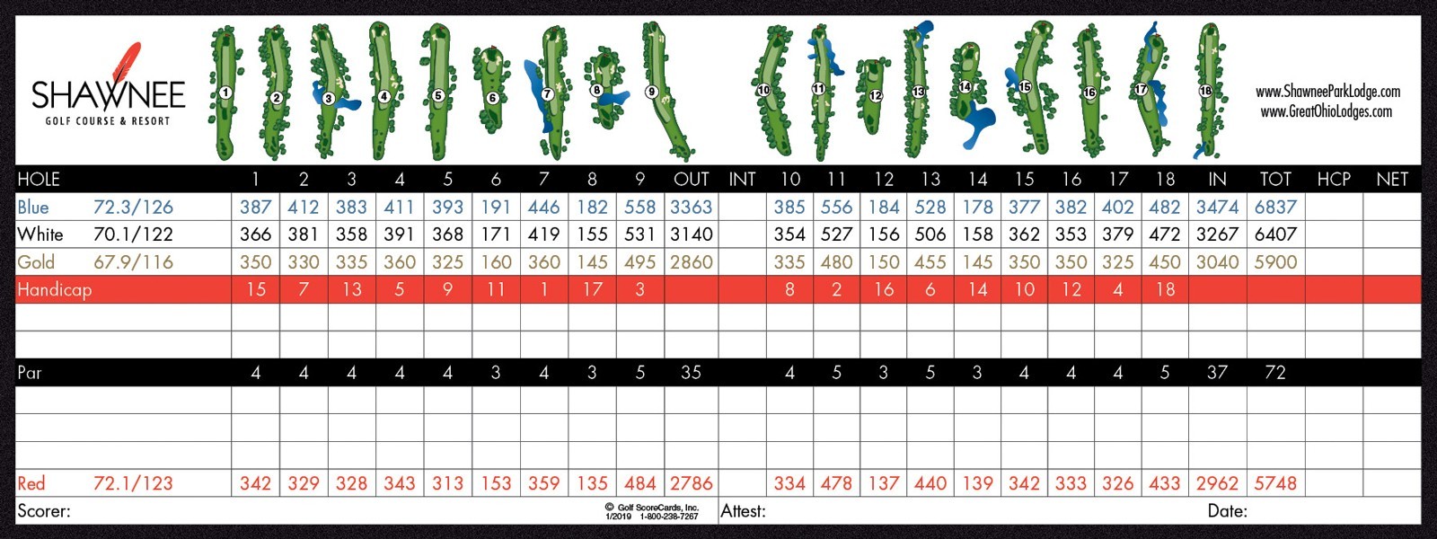Shawnee State Park Golf Resort Golf ScoreCards, Inc.